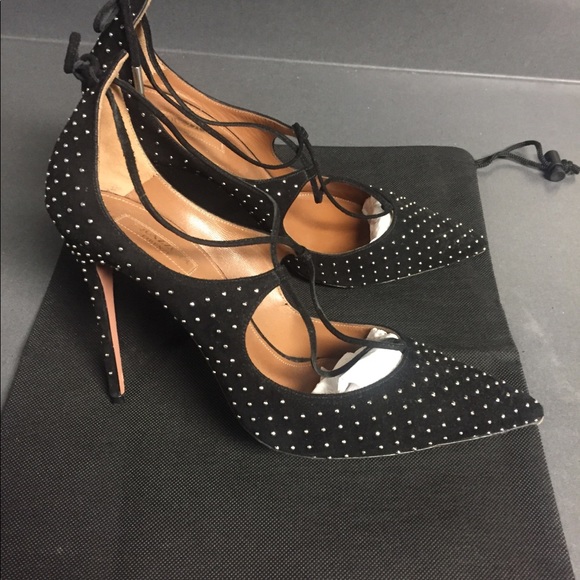 PRE-OWNED AQUAZZURA CHRISTY STUDDED PUMPS SZ 41 - Picture 5 of 11